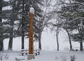 baseball bat and ball in snow