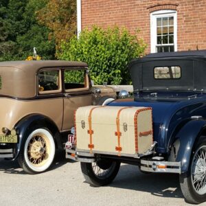 brown and blue model cars