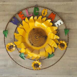 welcome sign with sunflower